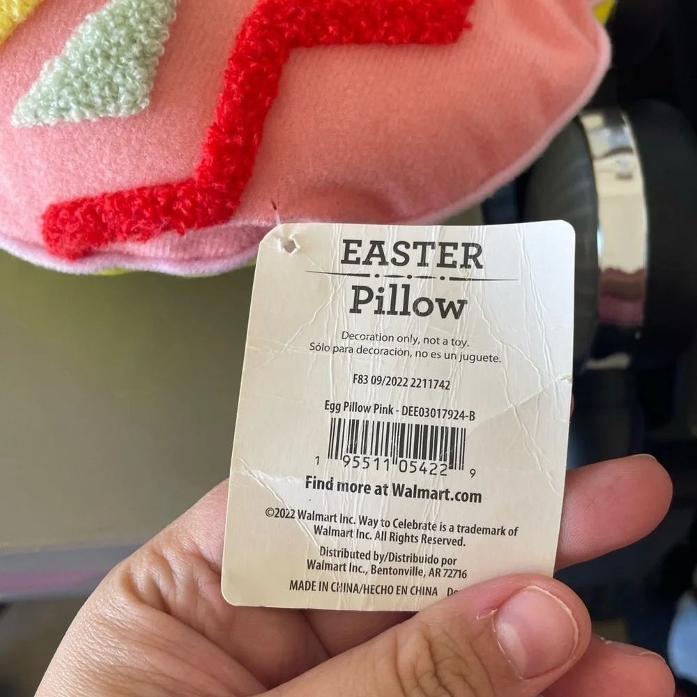 Red and Pink Accent egg Easter Pillow with Plush Texture - NWT